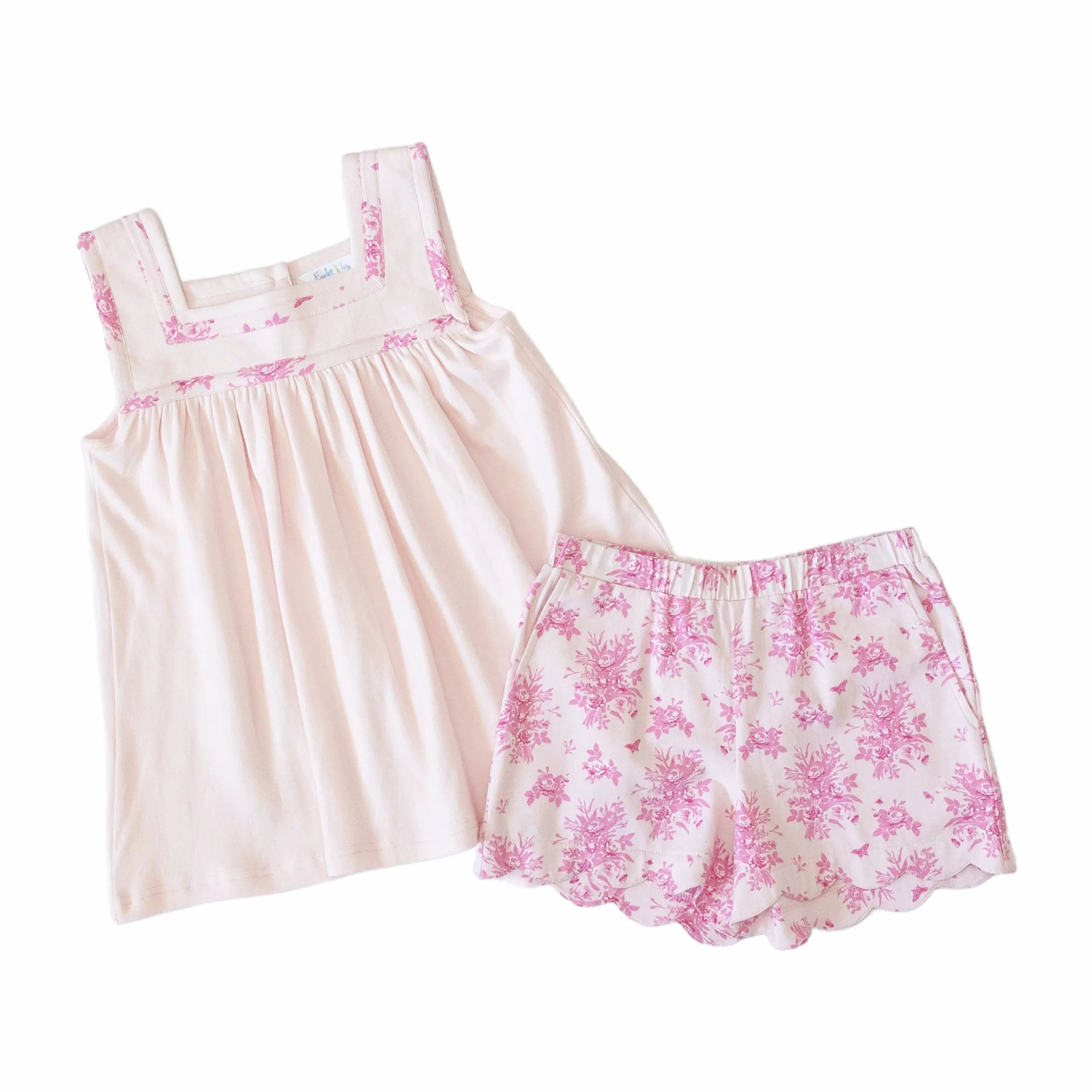 Lyra Girls Short Set - Pink Vintage Floral