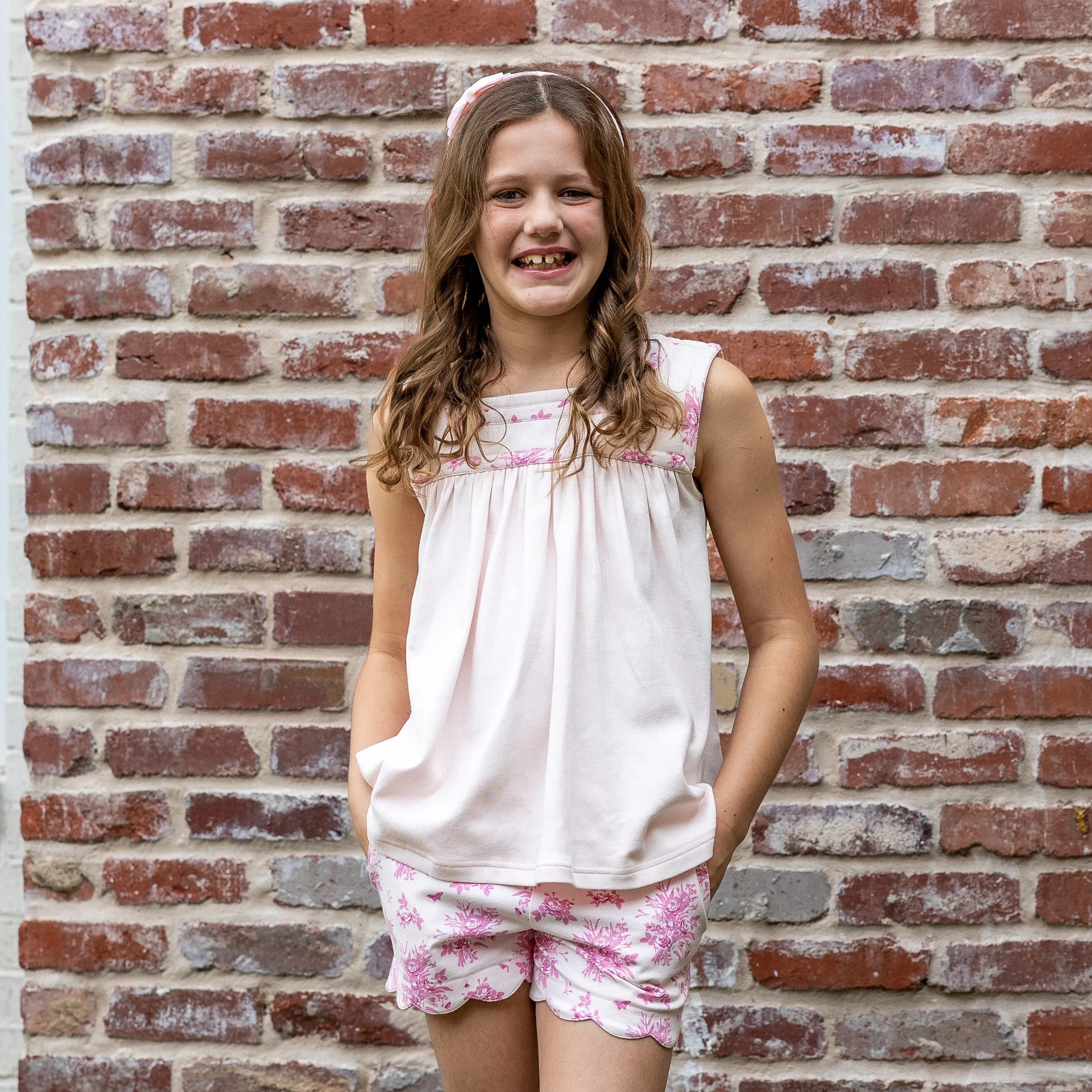 Lyra Girls Short Set - Pink Vintage Floral