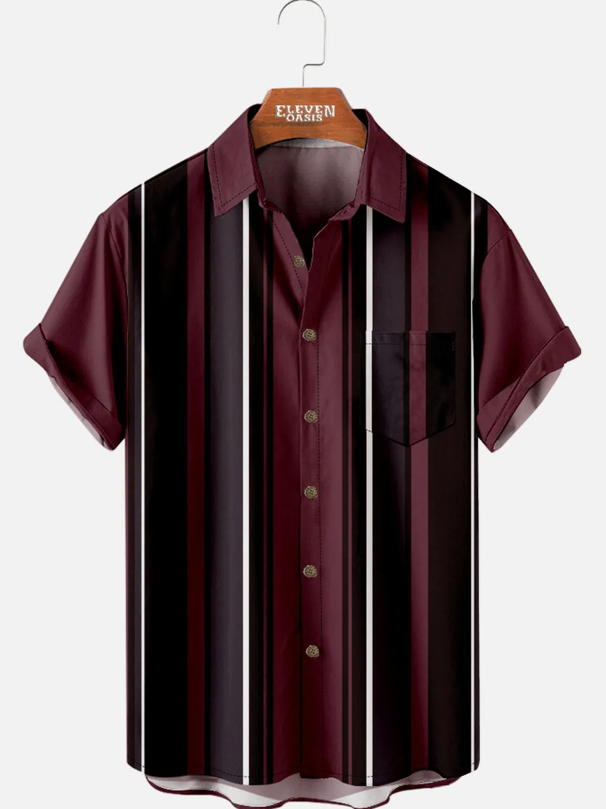 Men's Classic Spread Collar Short Sleeve Shirt - Timeless Stripe Design