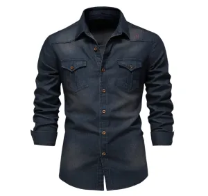 Men's Denim Long Sleeve Casual Shirt