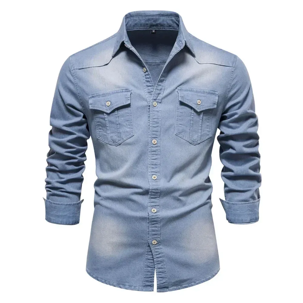 Men's Denim Long Sleeve Casual Shirt