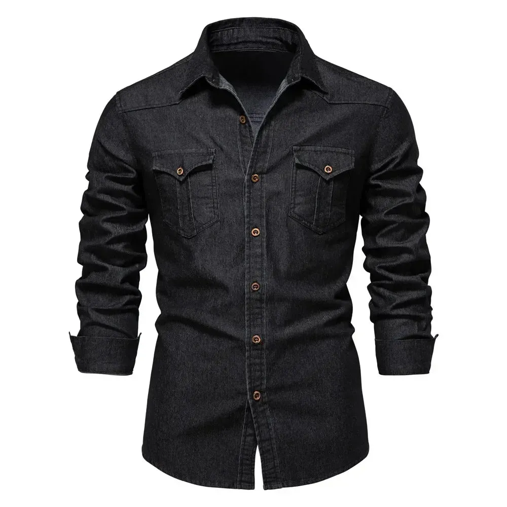 Men's Denim Long Sleeve Casual Shirt