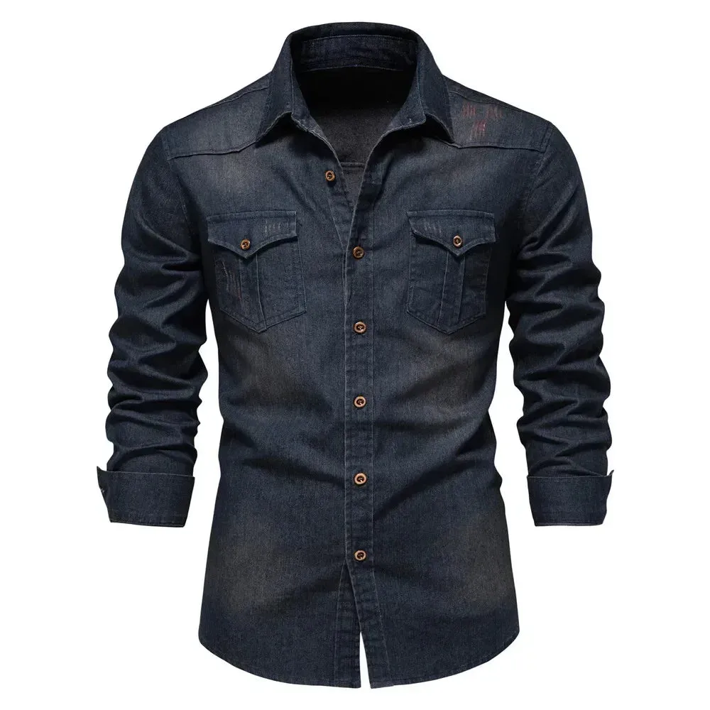 Men's Denim Long Sleeve Casual Shirt