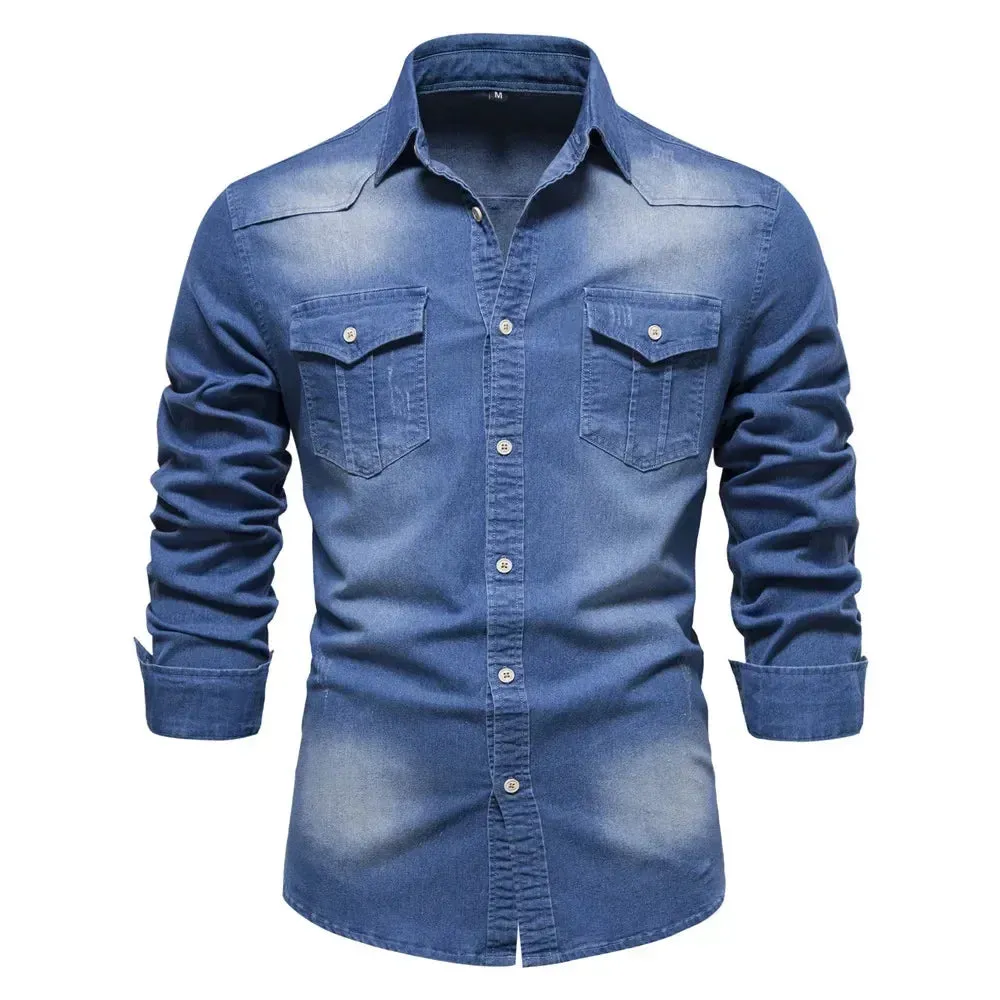 Men's Denim Long Sleeve Casual Shirt