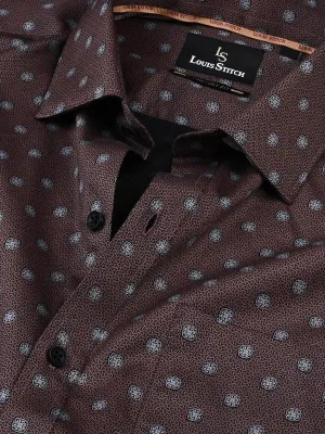 Men's Regular Fit Floral Brown Formal Shirt