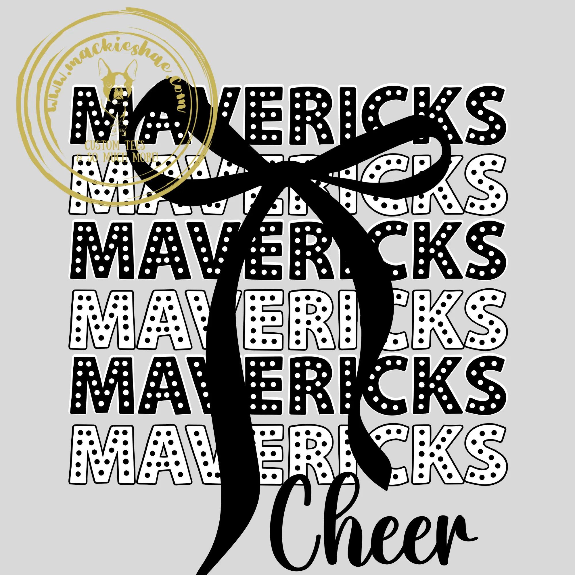 MSHS Cheer- Mavericks Polka Dot with Bow, Front & Back Design Grey Gear