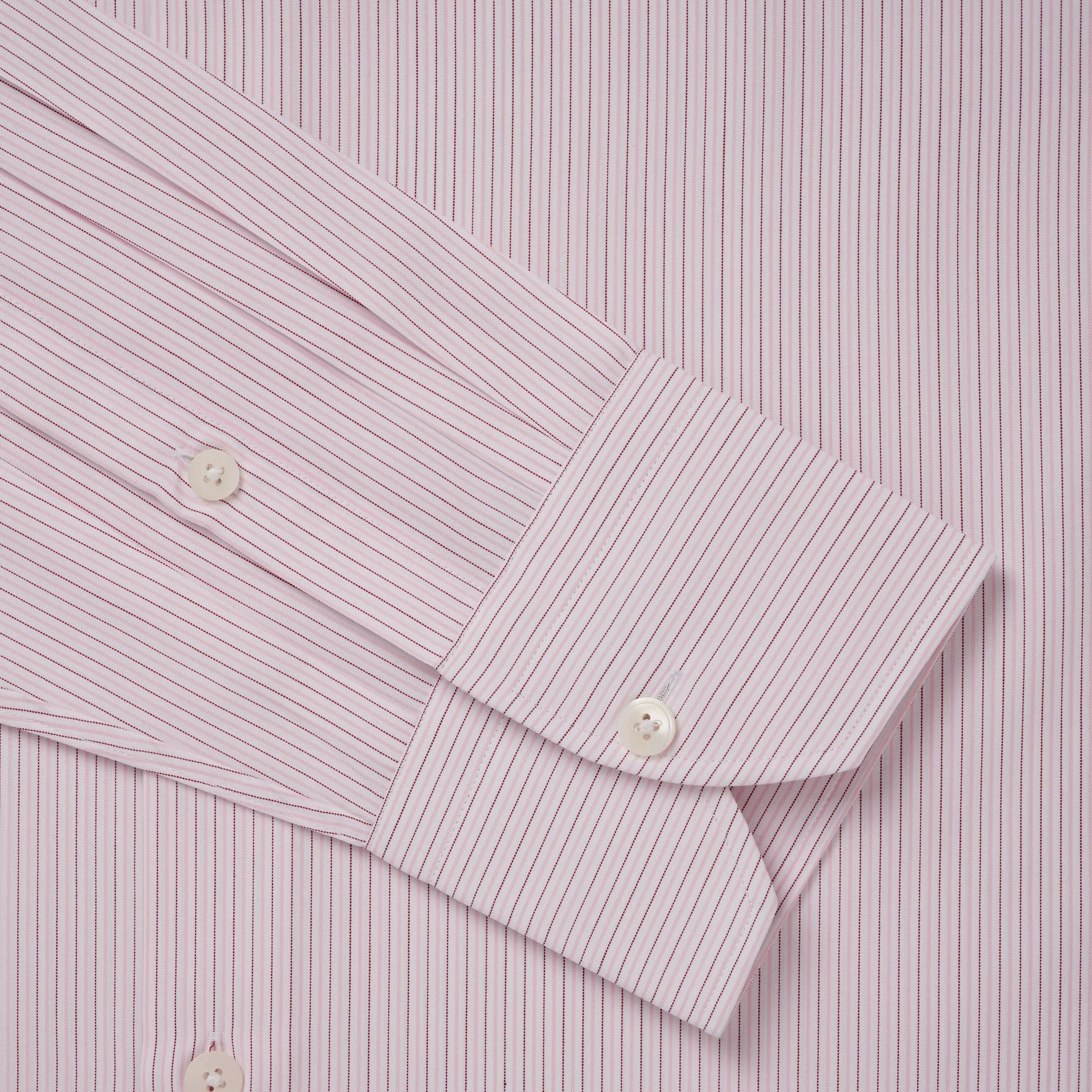 Pale Pink & White Tailored Fit Fine Vintage Stripe Dress Shirt
