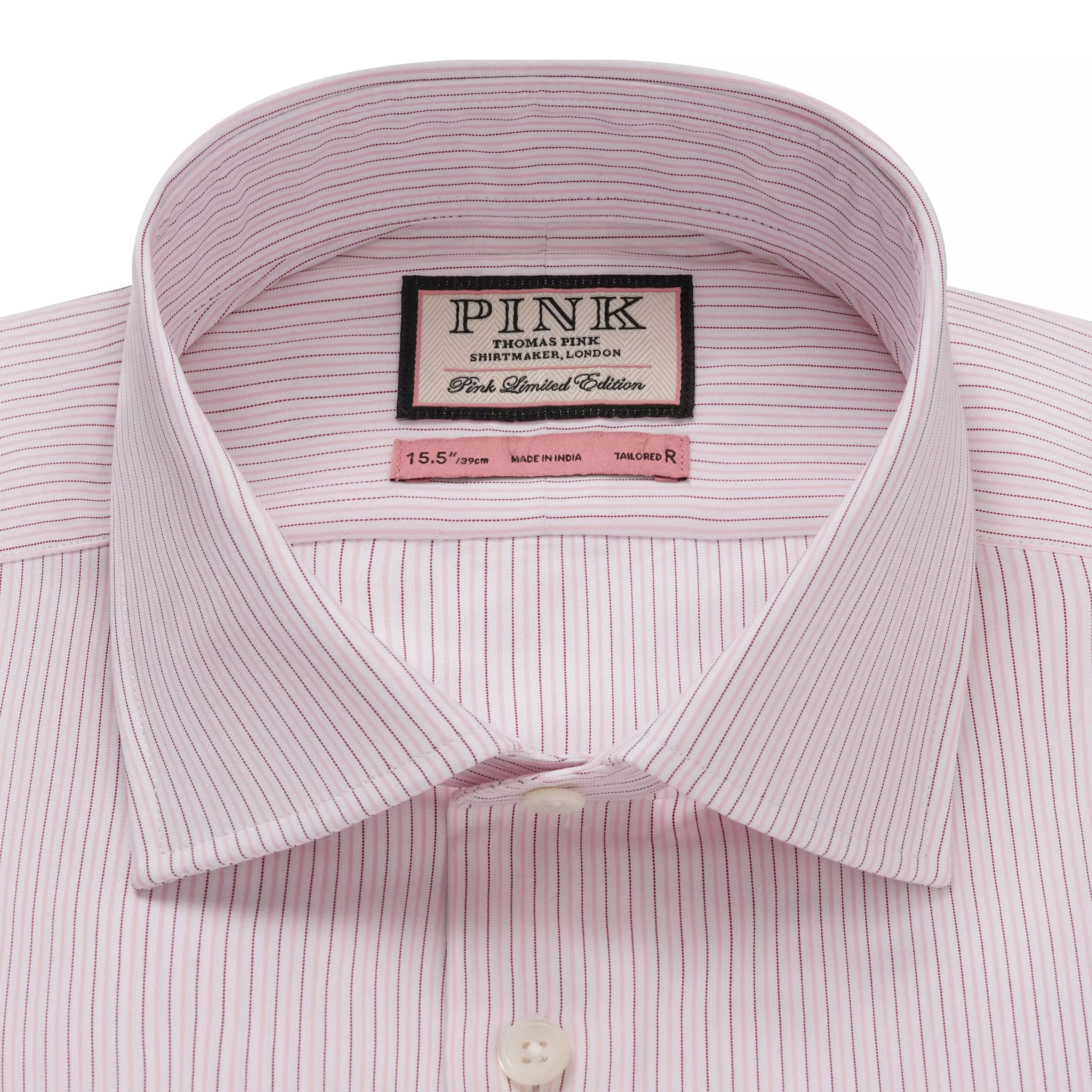 Pale Pink & White Tailored Fit Fine Vintage Stripe Dress Shirt