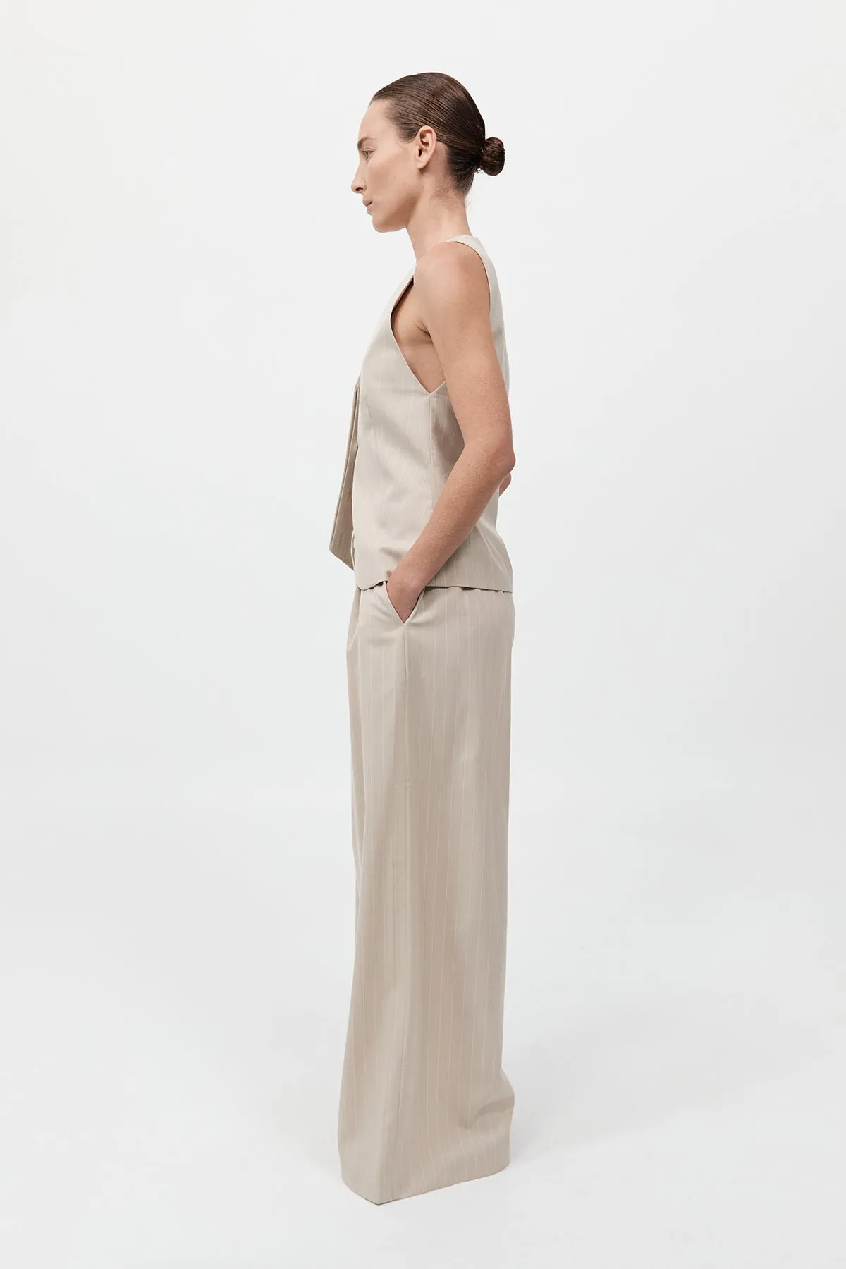 Pinstripe Wool Drawstring Pants
