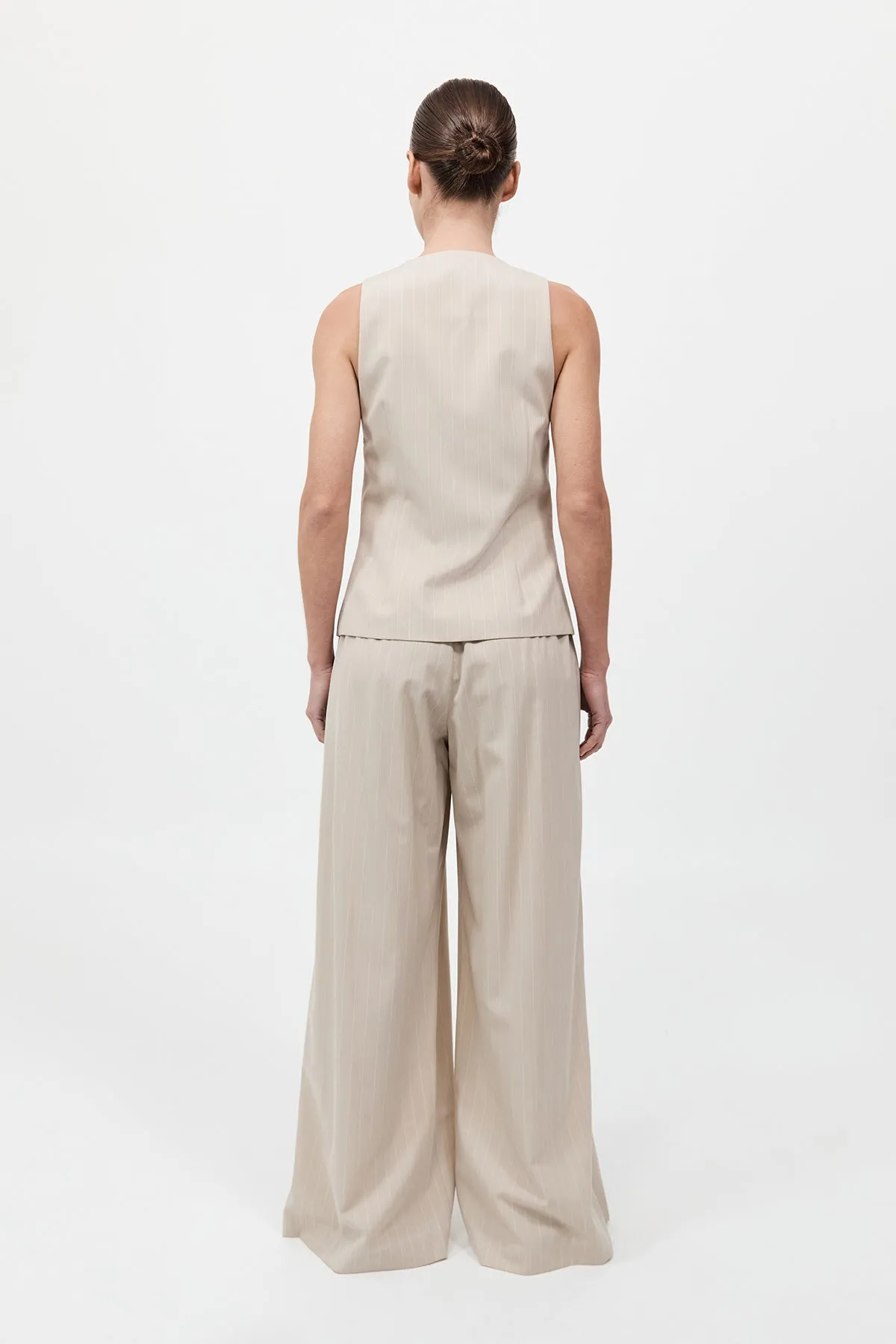 Pinstripe Wool Drawstring Pants