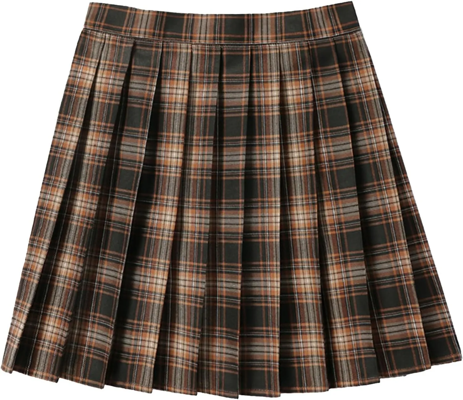 Pleated Skirts for Women Plus Size Y2K High Waist A-Line Tummy Control Uniform Trendy Plaid Mini Skirt for Girls