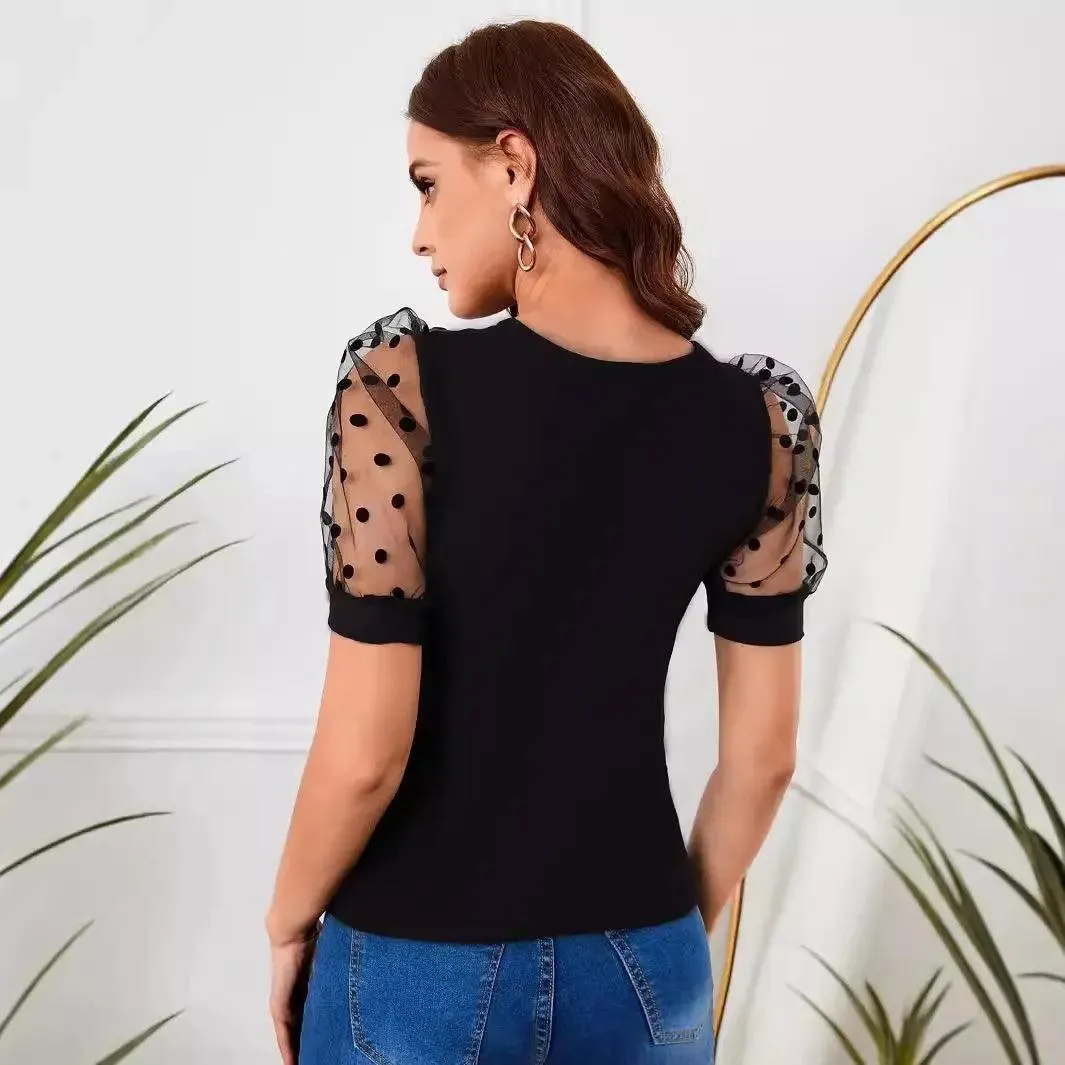 Polka Dot Mesh Top