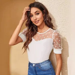 Polka Dot Mesh Top