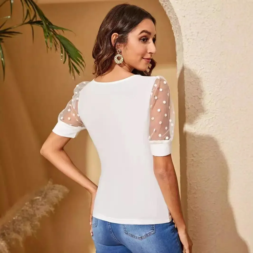 Polka Dot Mesh Top