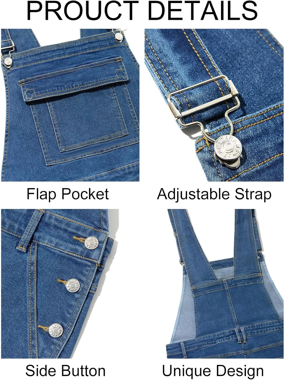 Runcati Men's Denim Bib Overalls Jeans Casual Slim Fit Adjustable Straps Fashion Trousers Boot Cut Jumpsuit