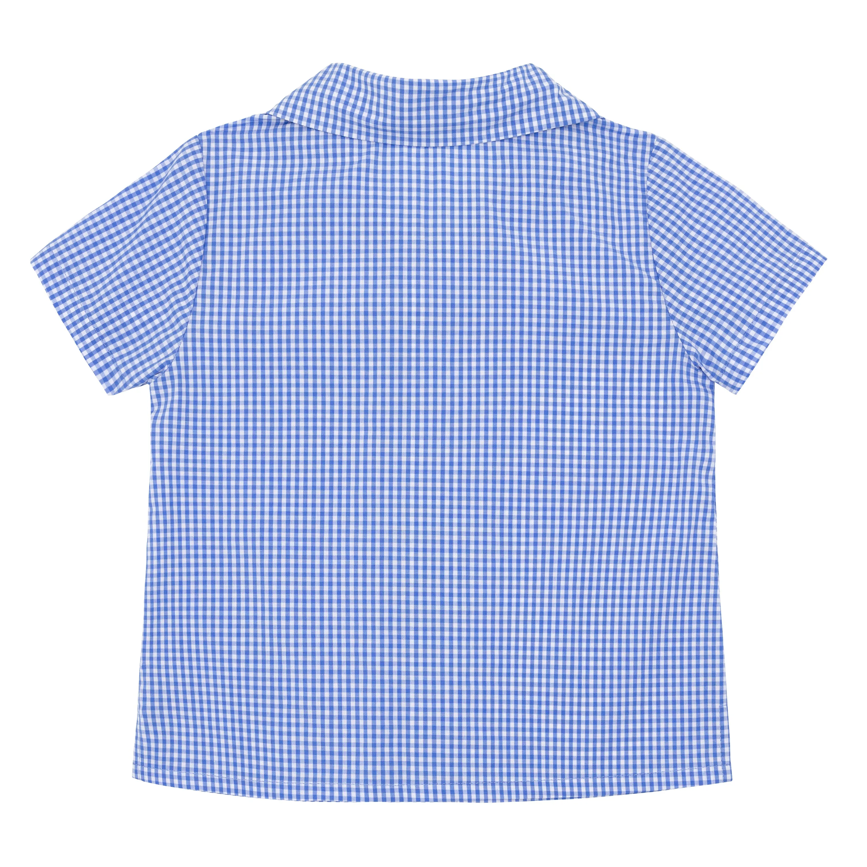 Short Sleeve Button Down Shirt (Blue Micro Gingham)