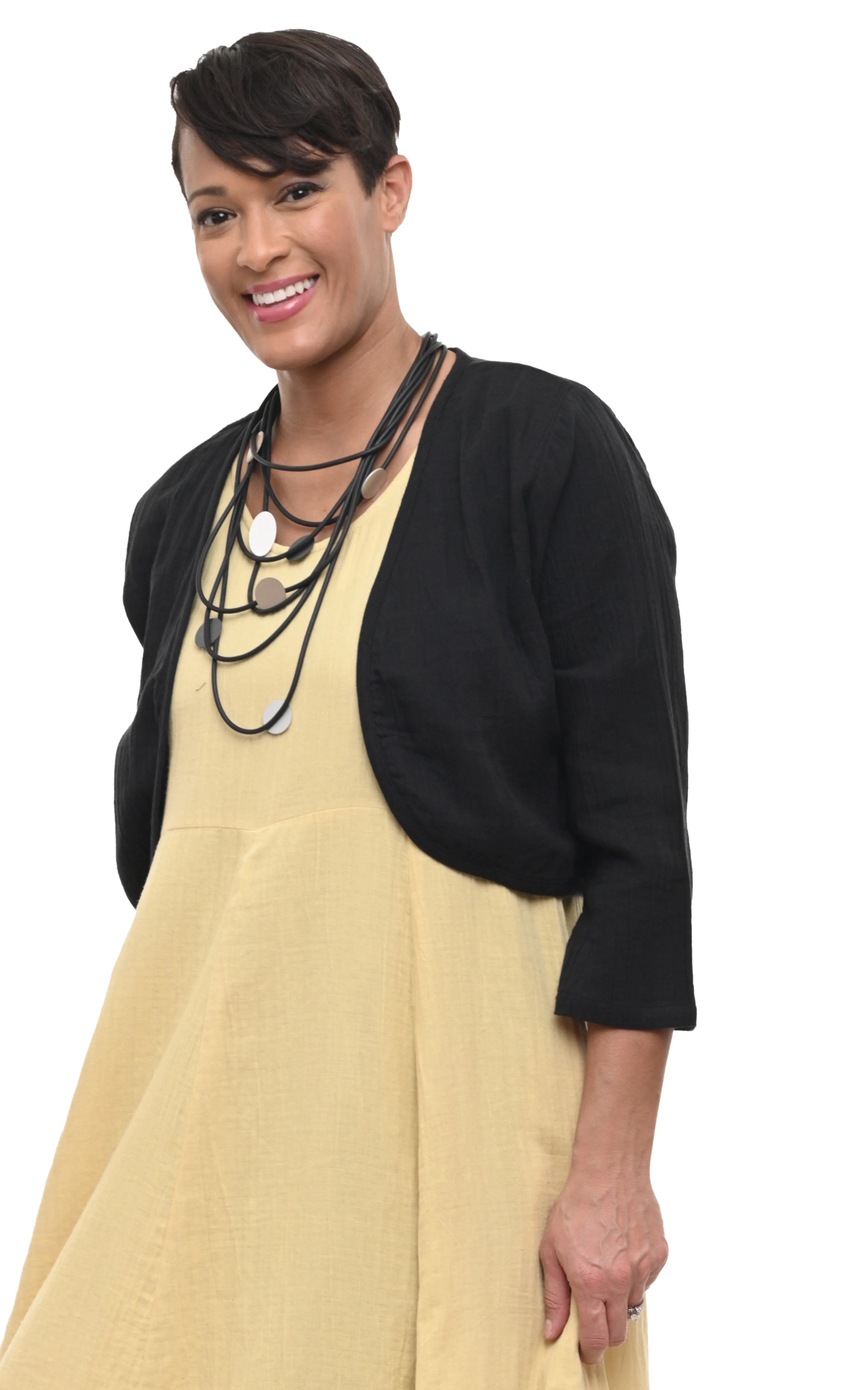Shrug Womens Jacket Cotton Gauze in Black