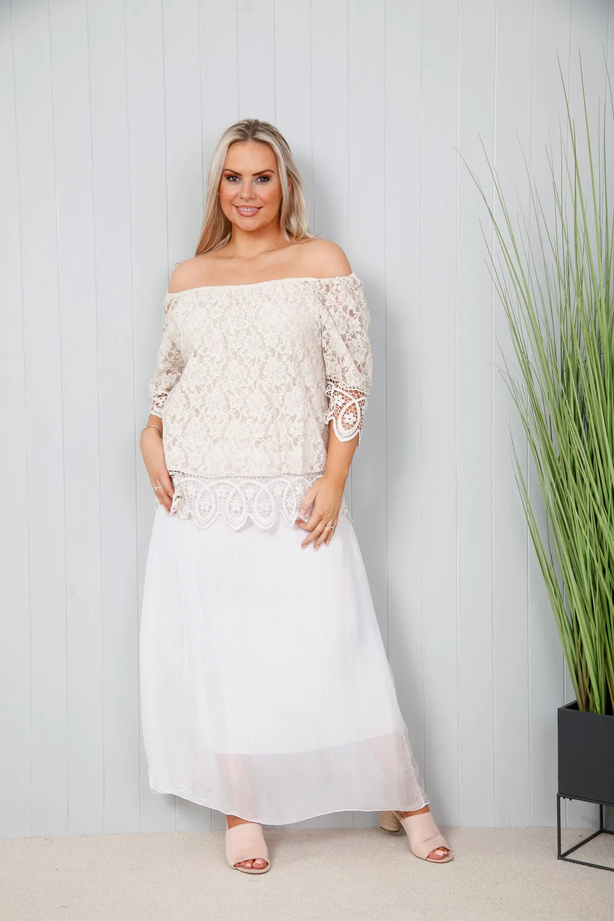 Silk Skirt White