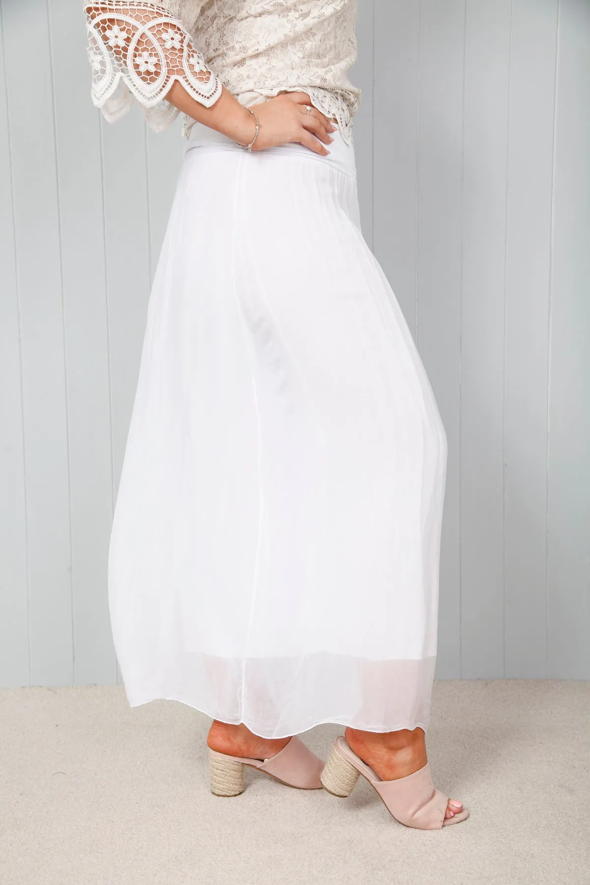 Silk Skirt White