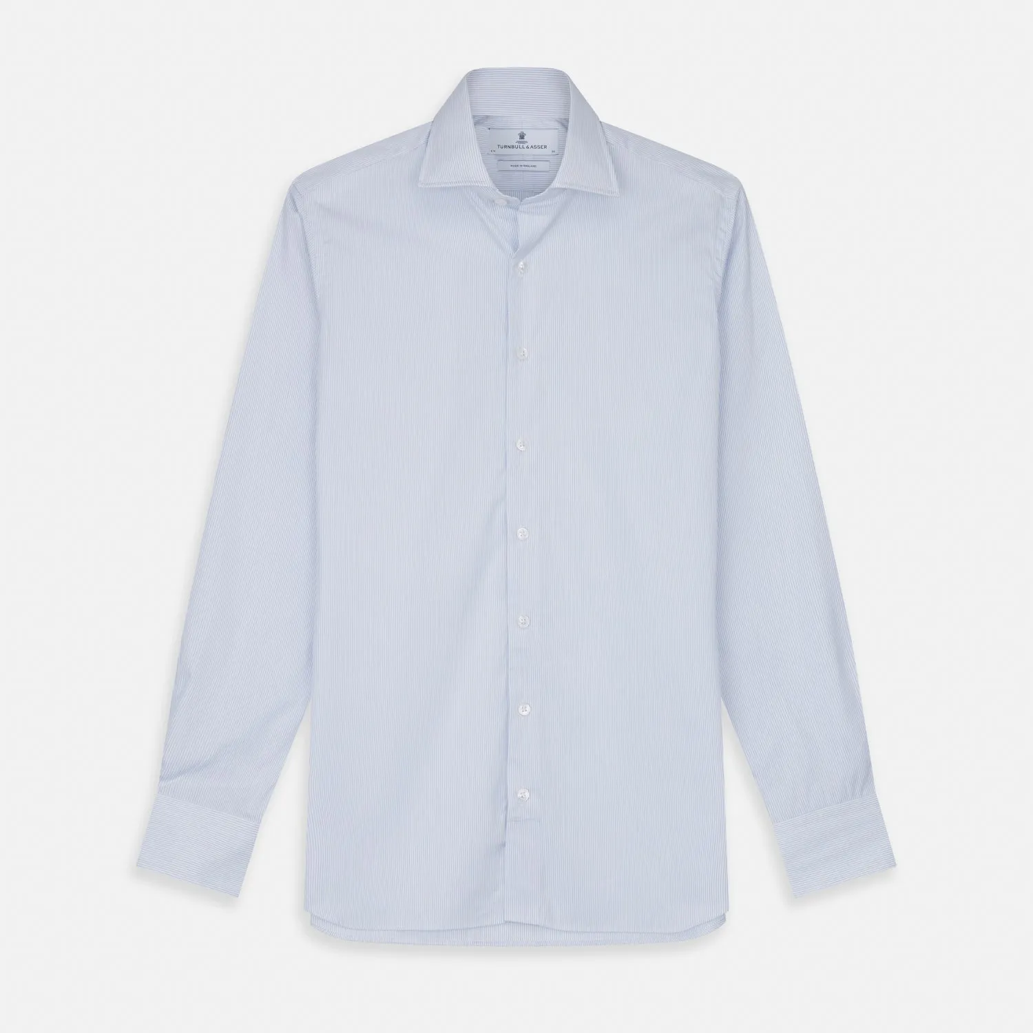 Sky Blue Bengal Stripe Tailored Fit Shirt with Kent Collar and 2-Button Cuffs