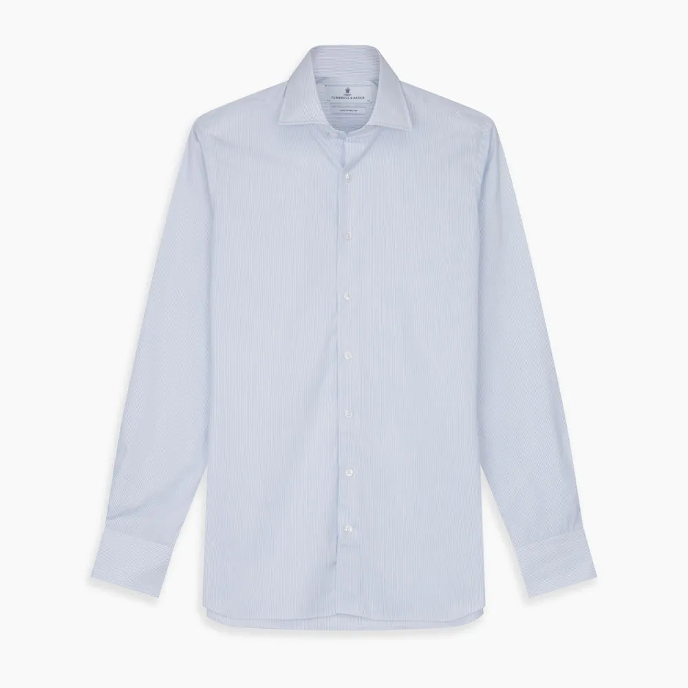 Sky Blue Bengal Stripe Tailored Fit Shirt with Kent Collar and 2-Button Cuffs