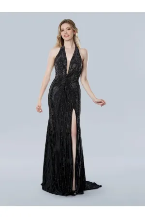 Stella Couture 25214 Long Slit Fitted Formal Evening Prom Dress