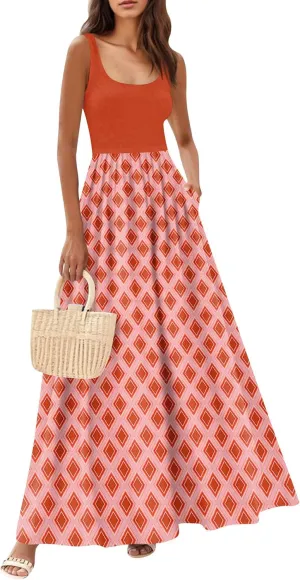 Summer Dress for Women 2025 Floral Sundress Flowy Beach Vacation Boho Maxi Dresses Tiered Floral Maxi Dress