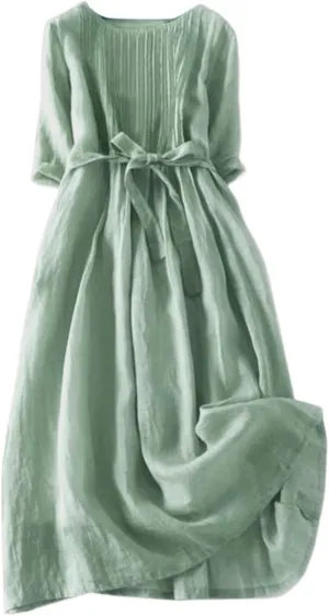 Summer Dresses for Women 2024 Boho Floral Lapel Neck Button Casual A-Line Lace-Up Dress Easter Dress Maternity