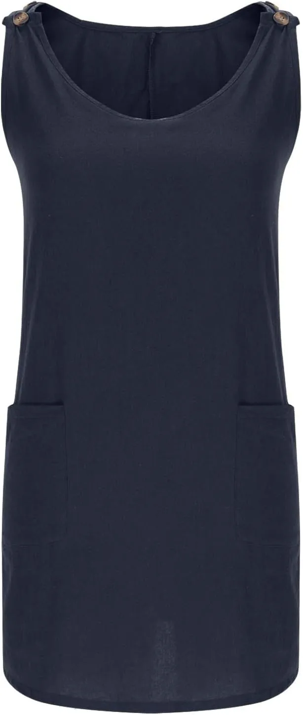 Sun Dresses for Women 2025 Vacation Sleeveless Crew Neck Mini Dress Summer Casual Loose Beach Sundress with Pockets
