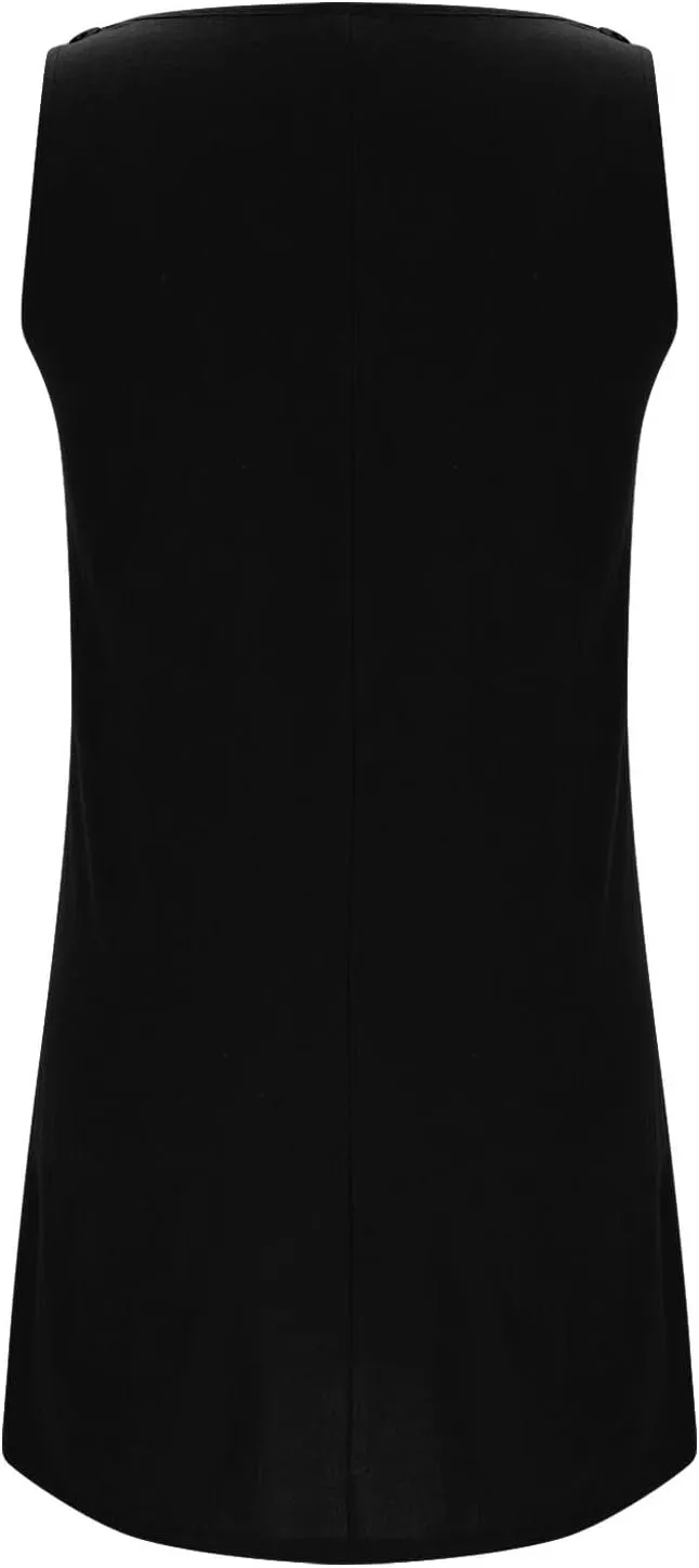 Sun Dresses for Women 2025 Vacation Sleeveless Crew Neck Mini Dress Summer Casual Loose Beach Sundress with Pockets