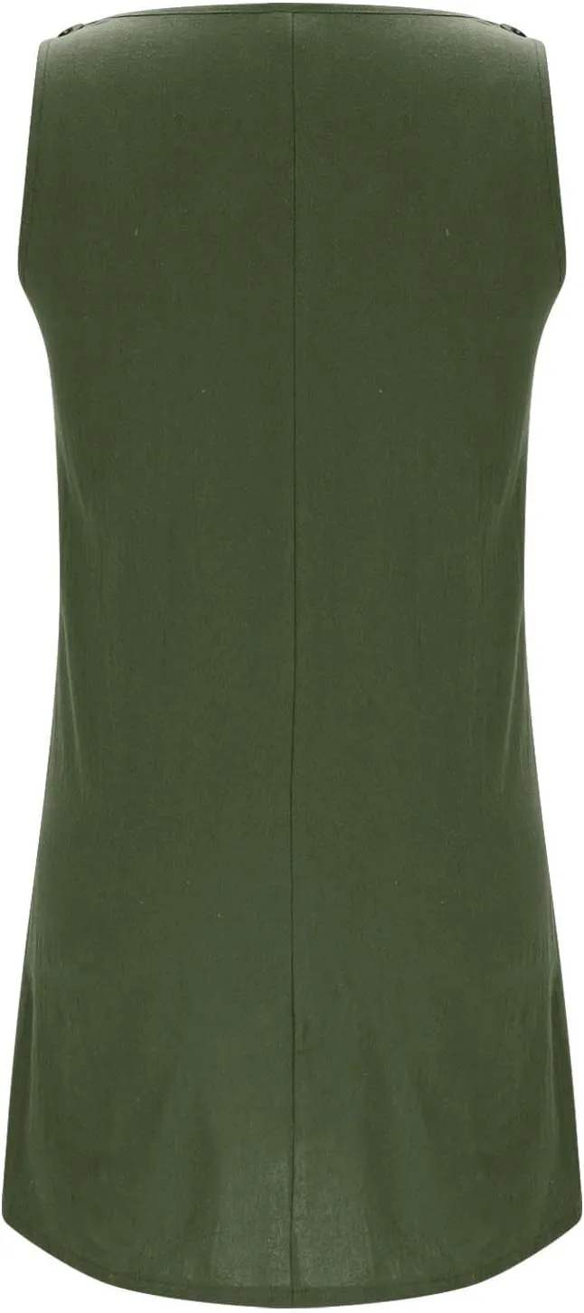 Sun Dresses for Women 2025 Vacation Sleeveless Crew Neck Mini Dress Summer Casual Loose Beach Sundress with Pockets