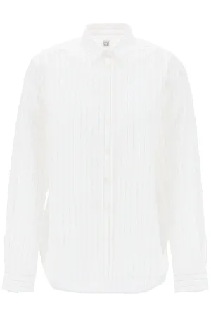 Toteme striped signature dress shirt 234 WRT810 FB0119 WHITE OCHRE PINSTRIPE