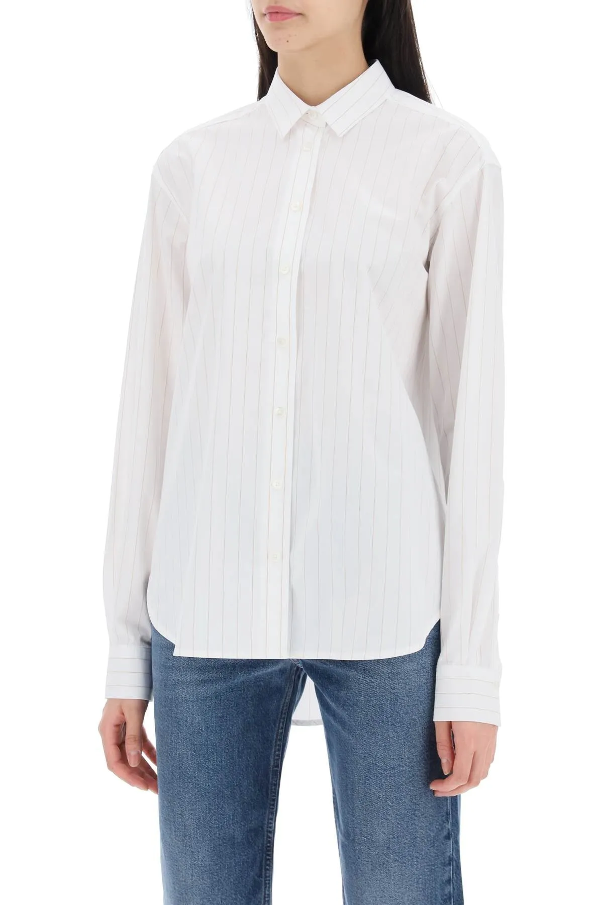 Toteme striped signature dress shirt 234 WRT810 FB0119 WHITE OCHRE PINSTRIPE