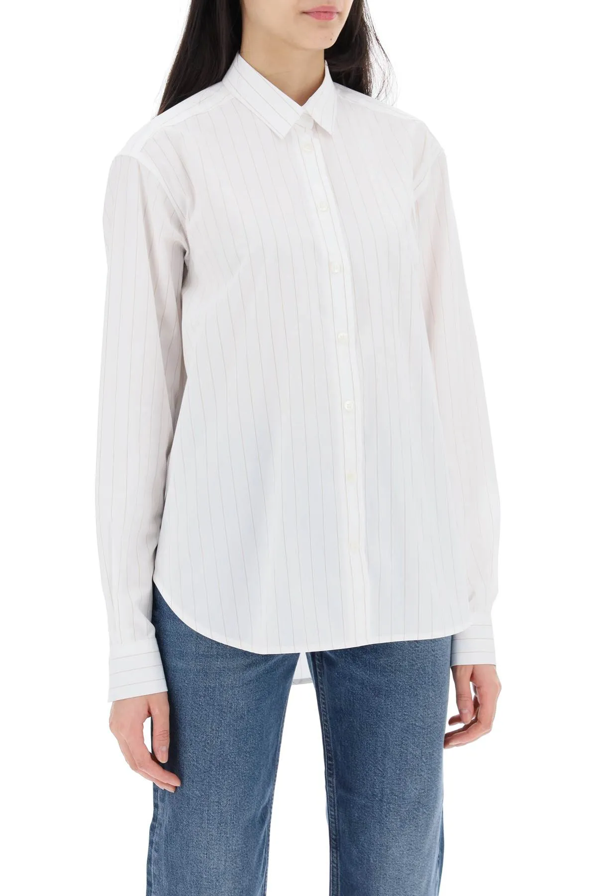Toteme striped signature dress shirt 234 WRT810 FB0119 WHITE OCHRE PINSTRIPE