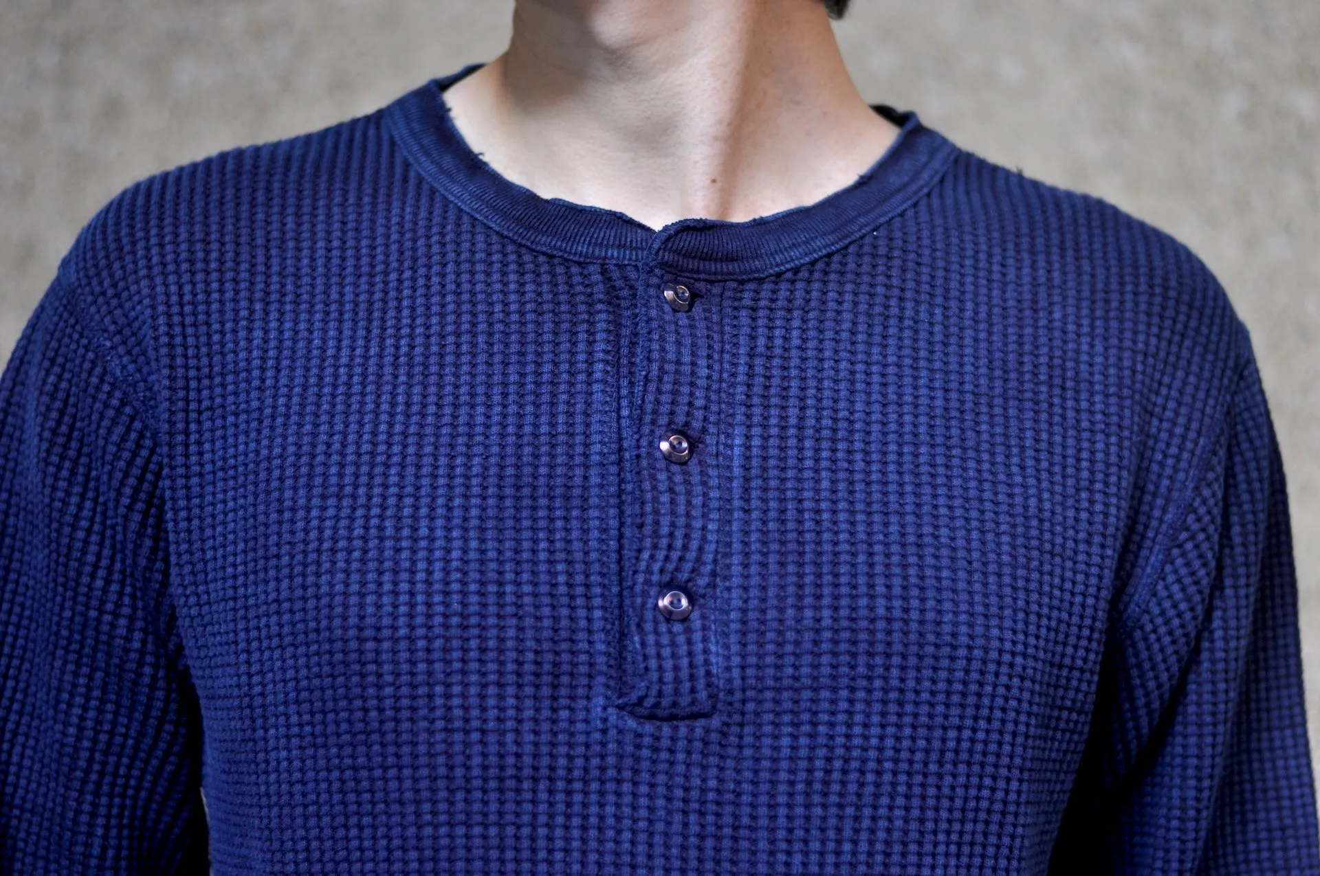 UES Ultra Heavyweight "Big Waffle" L/S Henley Thermal (Indigo)