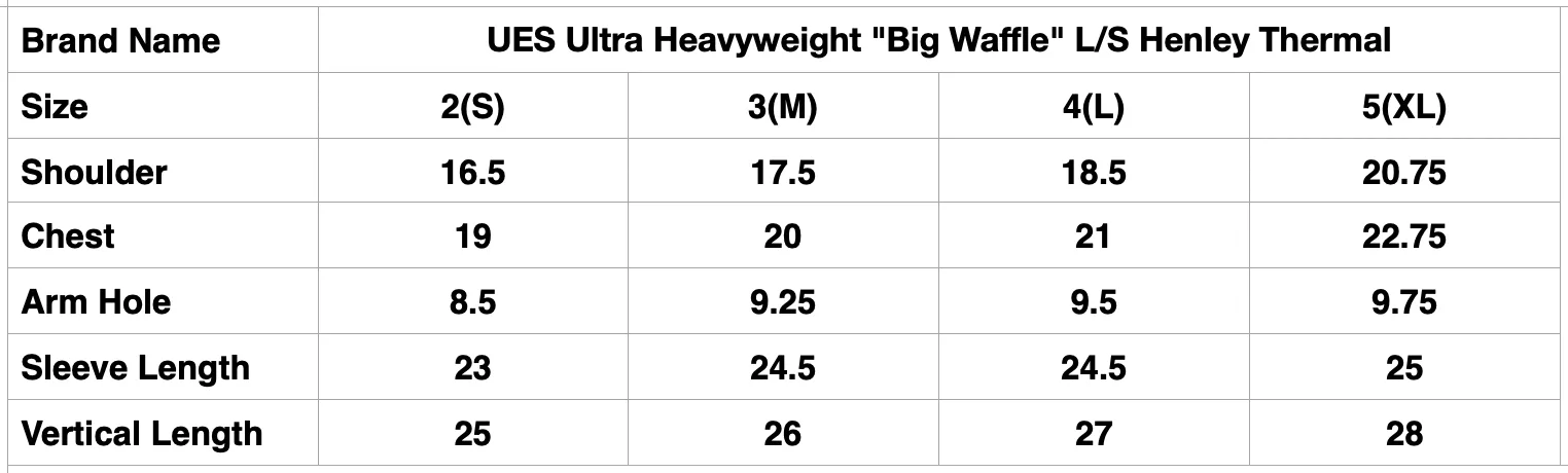 UES Ultra Heavyweight "Big Waffle" L/S Henley Thermal (Natural)