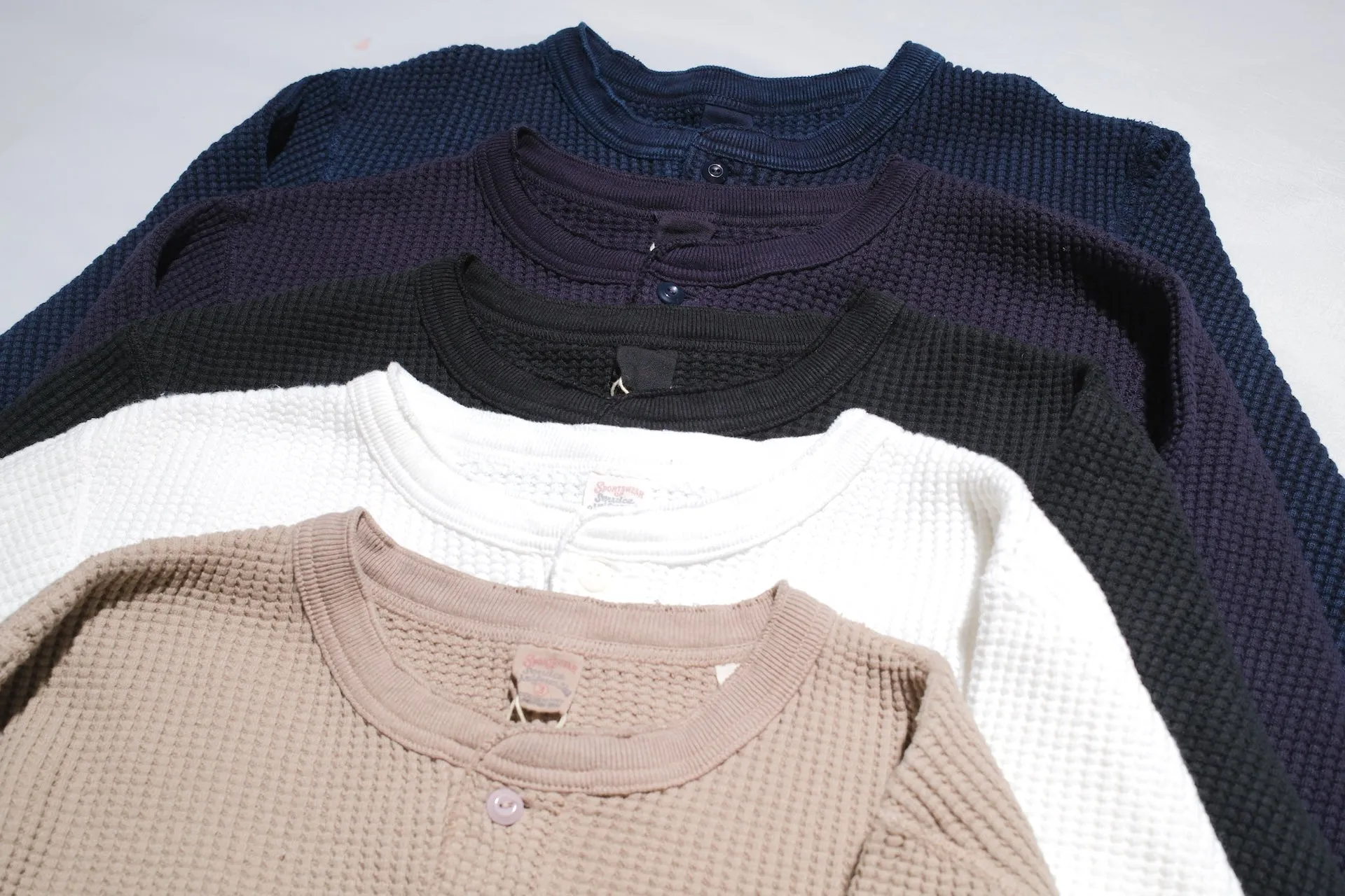 UES Ultra Heavyweight "Big Waffle" L/S Henley Thermal (Natural)