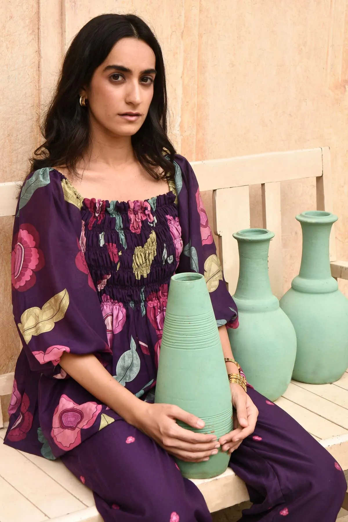 Voilet Chanderi Silk Pants