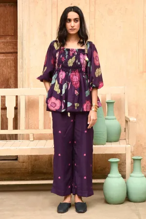 Voilet Chanderi Silk Pants