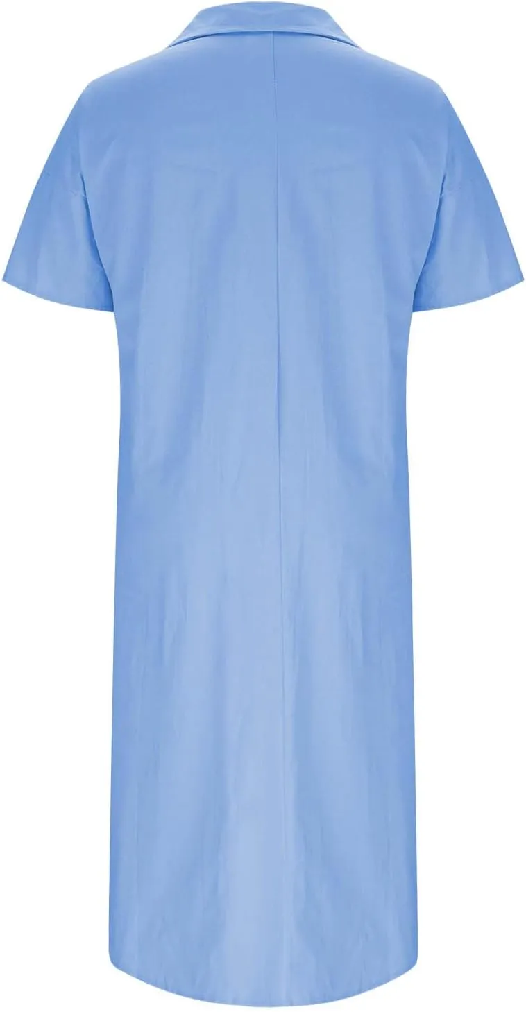 Women's Oversized Dresses Plus Size Boho Dress Casual Fashion Soft V Neck Button Dress Solid Short Sleeve Dress