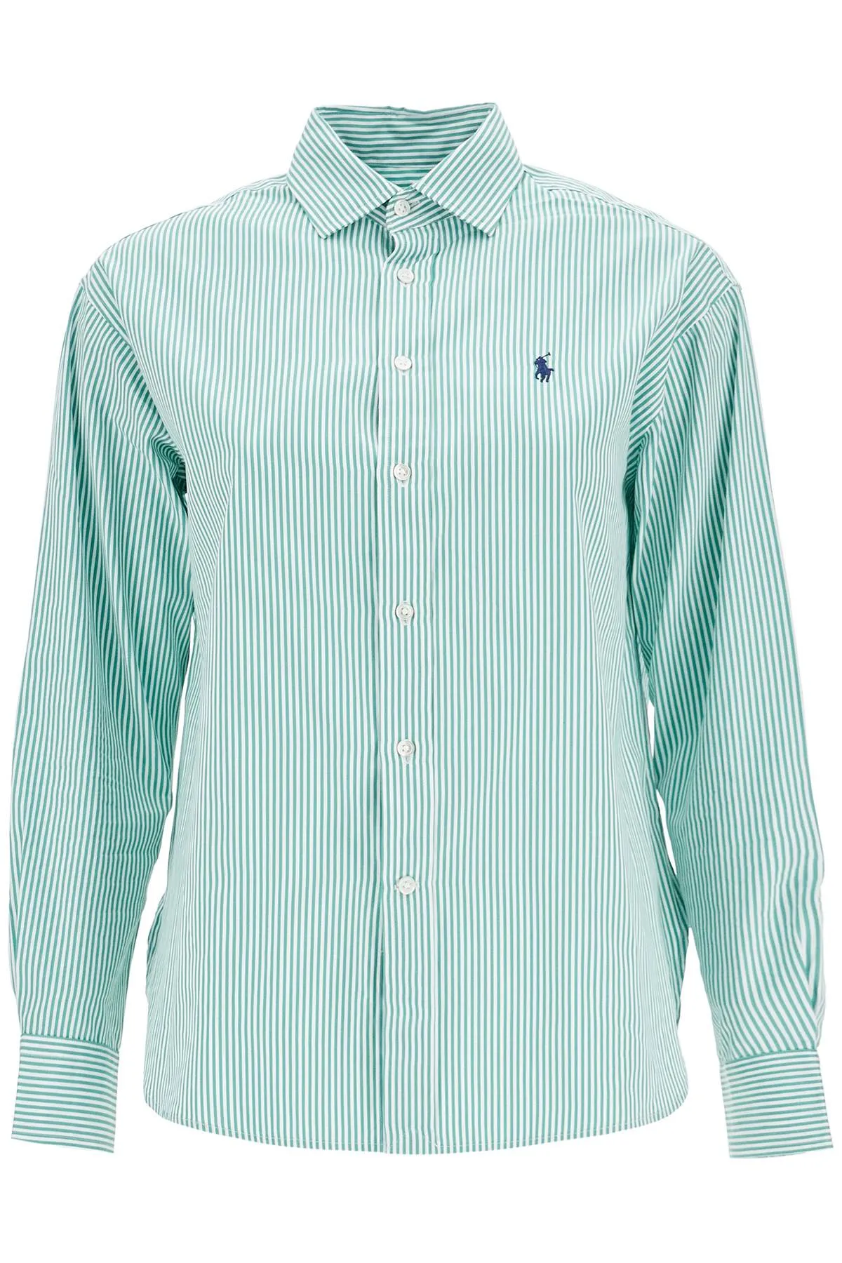 women's slim fit green and white striped shirt 211910743025 1827A GREEN/WHITE