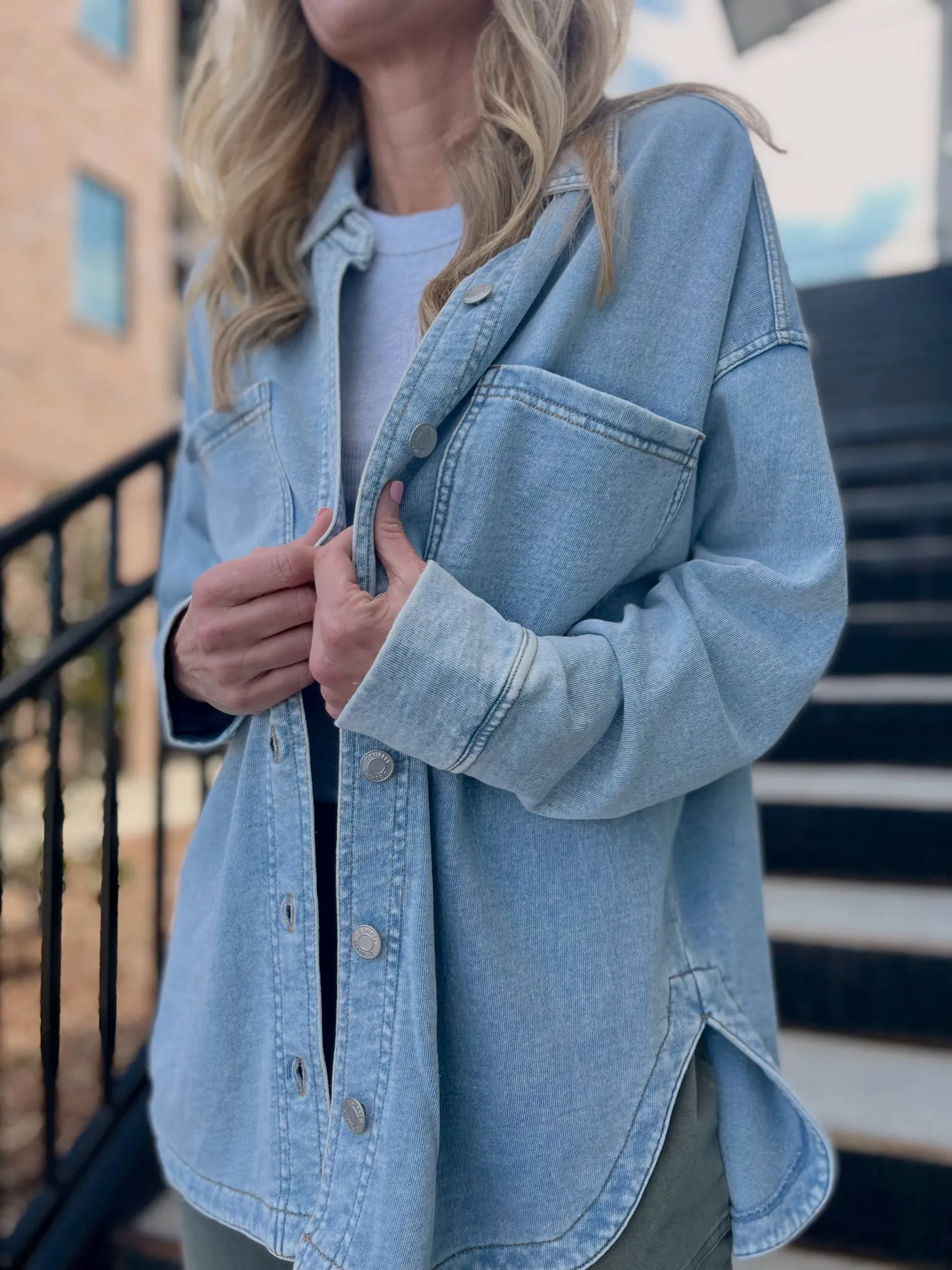 Z Supply | All Day Knit Denim Jacket Washed Indigo