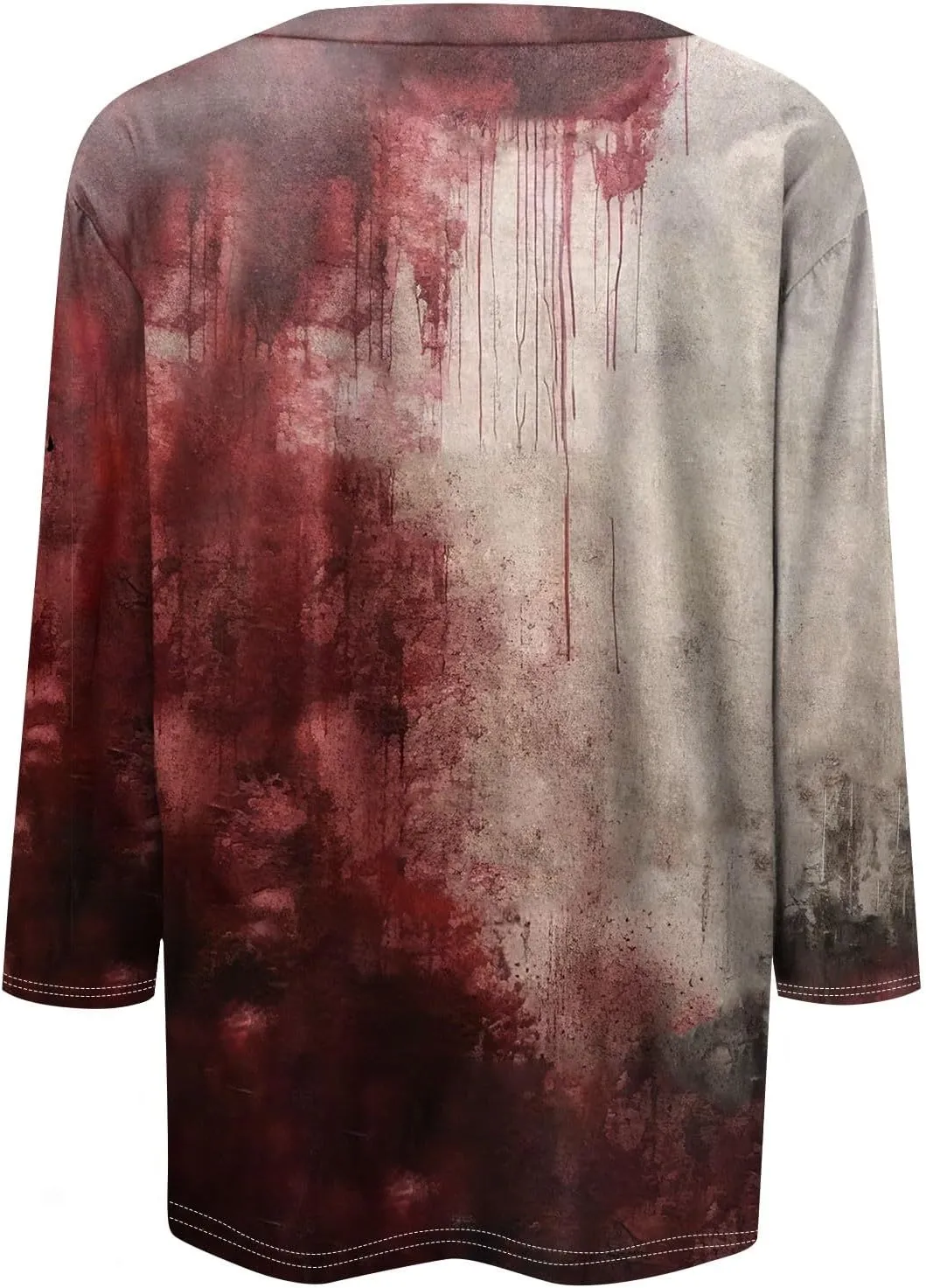 ZEFOTIM Womens Halloween Tops 3/4 Length Sleeve Crewneck Casual Scary Funny Shirts Ghost Bat Witch Tops